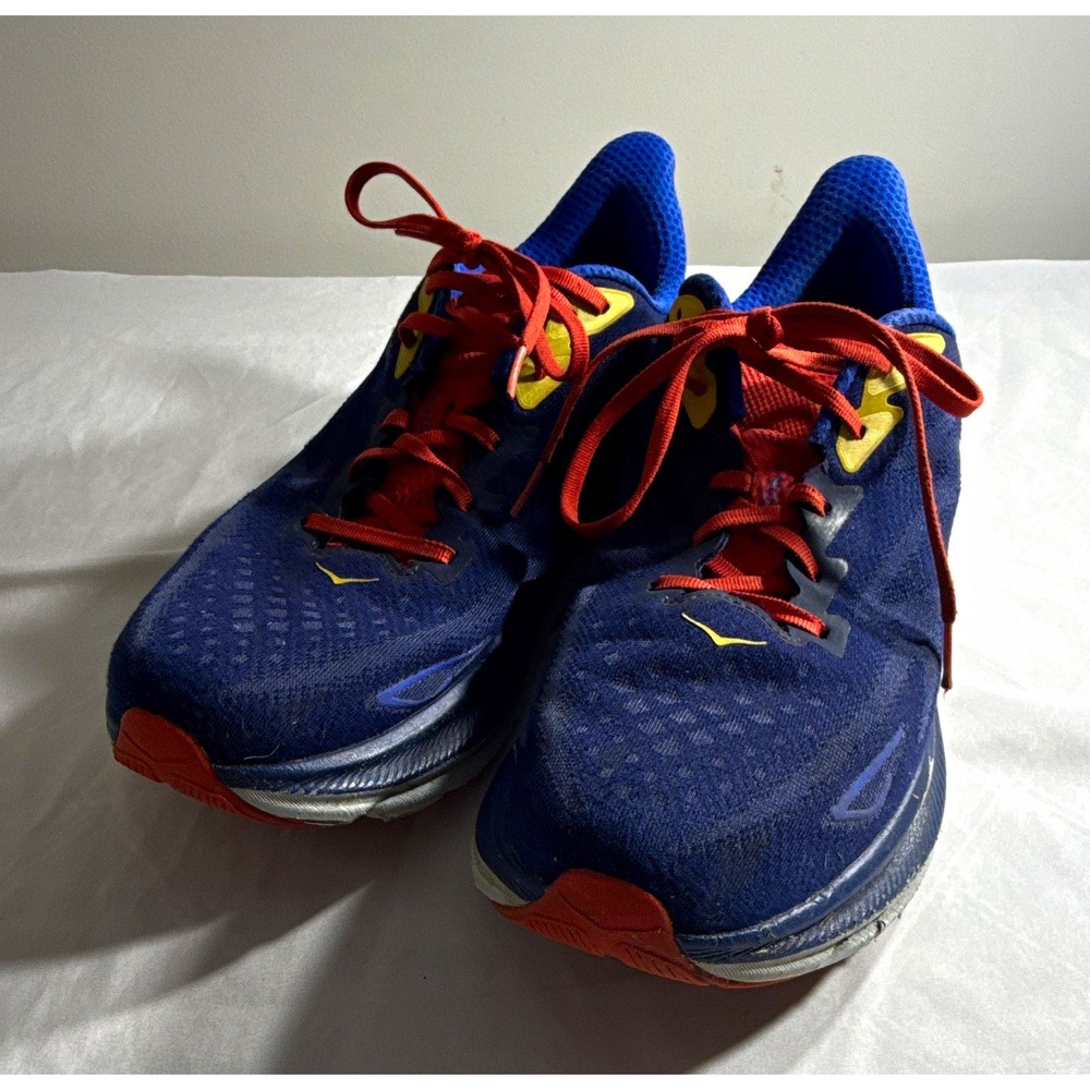 HOKA ONE ONE Men’s Low Top Lace Up Athletic Running Sneaker Blue Res Yellow 12